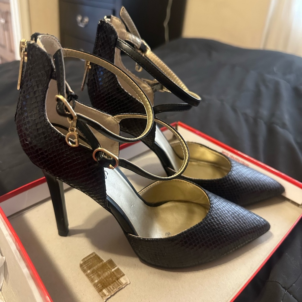 Black Ankle Strap Heels GUESS Size 8